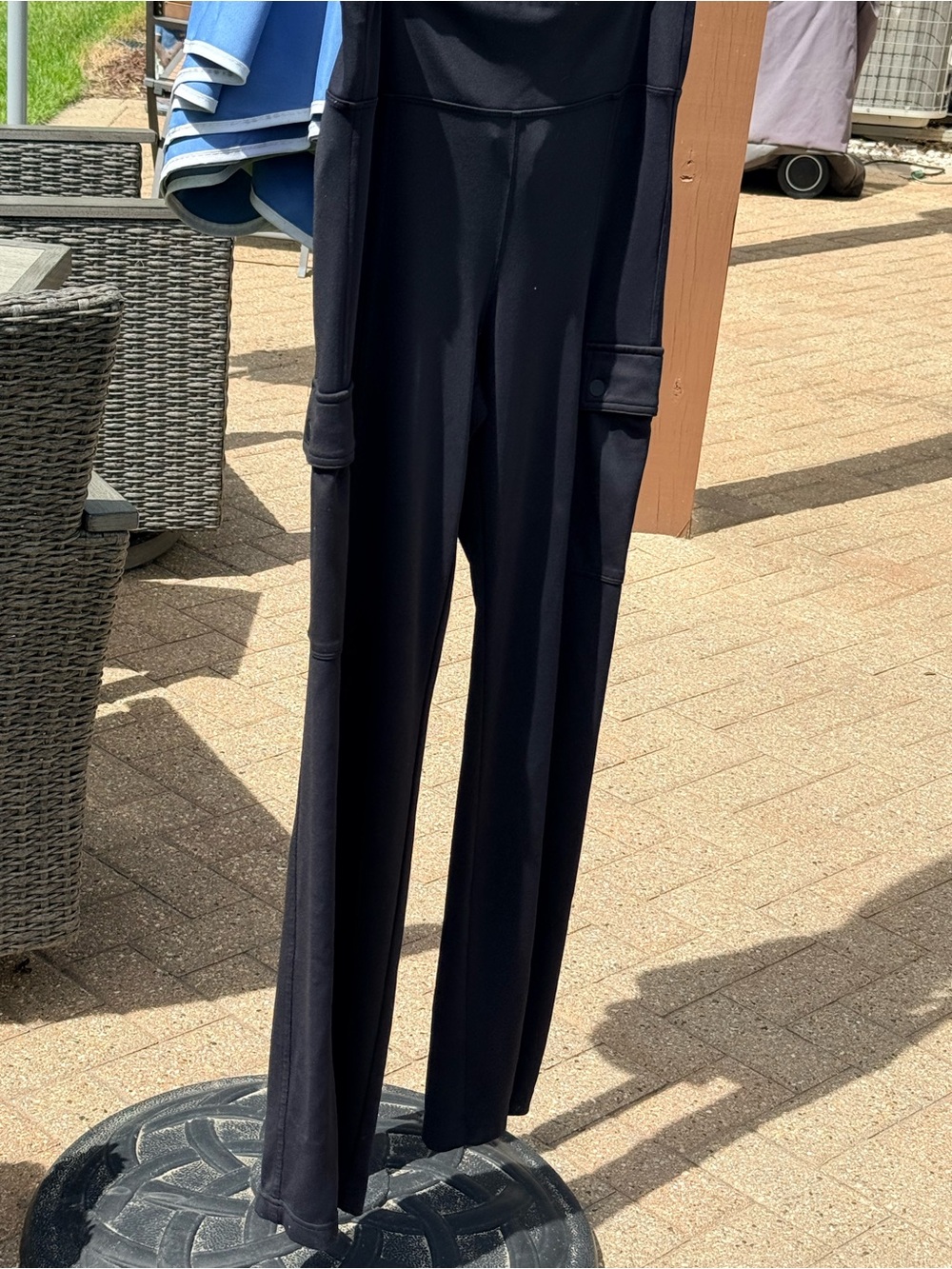 Athleta Black Wide-Leg Track Pants with Side Pockets
